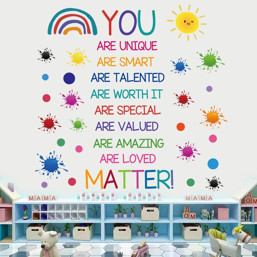 Text stickers watercolor ink rainbow sunflower wall stickers children's room bedroom self-adhesive decorative stickers