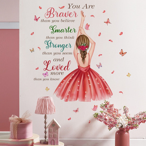 Wholesale Cartoon Inspirational Letter Girl Wall Decal Paper Living Room Bedroom Children's Room Decoration Wall Decal