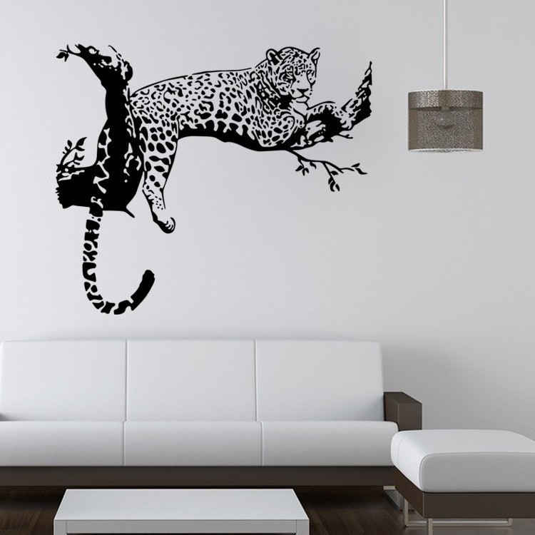 Large Cool Leopard Animal Wall Stickers Removable Wall Decals Art Decorations Decor for Bedroom Living Room Car Murals