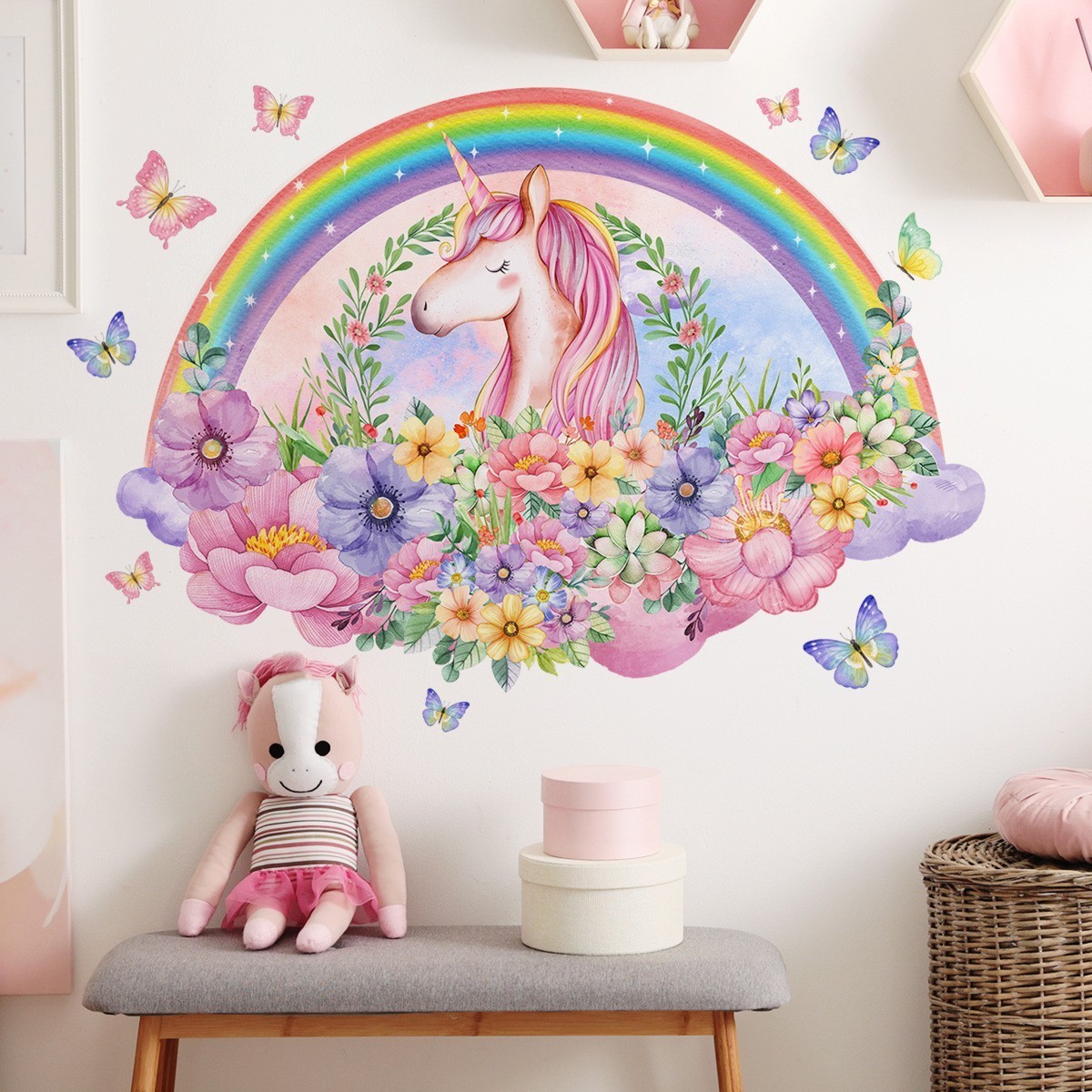 Cartoon Cute Wall Decals Removable Wall Stickers Girls Bedroom Decal Art Decoration Decals Rabbit Wall Sticker