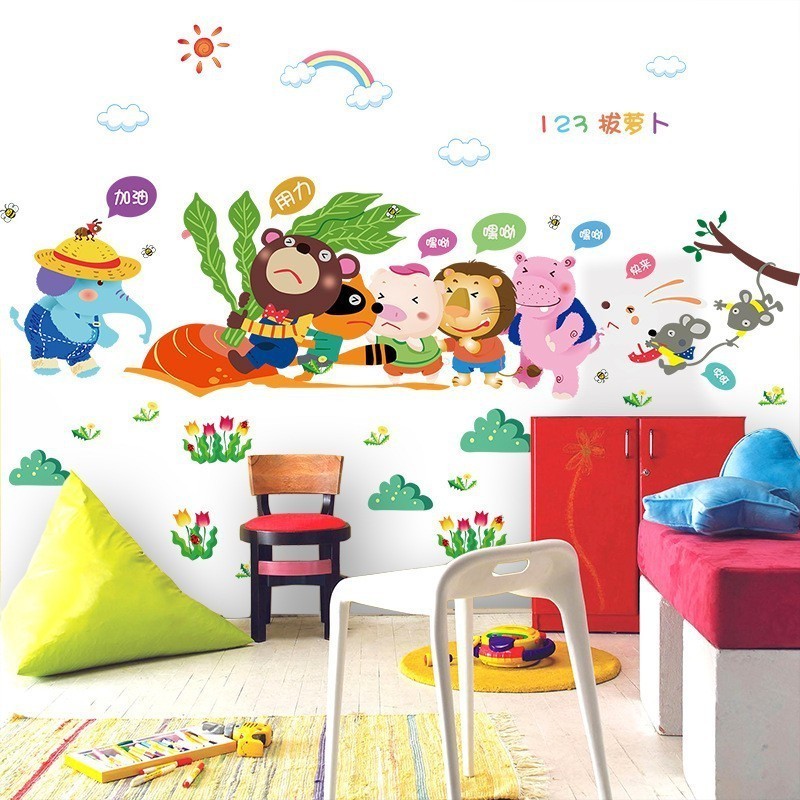 Animals Educational Wall Decals Kids Wall Stickers Decors for Daycare Boy Room Girl Nursery Baby Room Bedroom Playroom