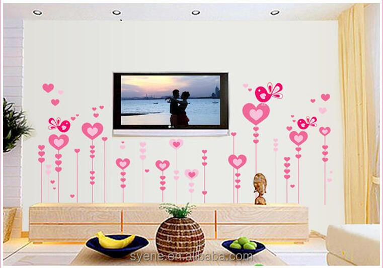 Syene 3d New Design Stickers Flowers Love Heart Wall Papers House Decorations Removable Wall Stickers Romantic