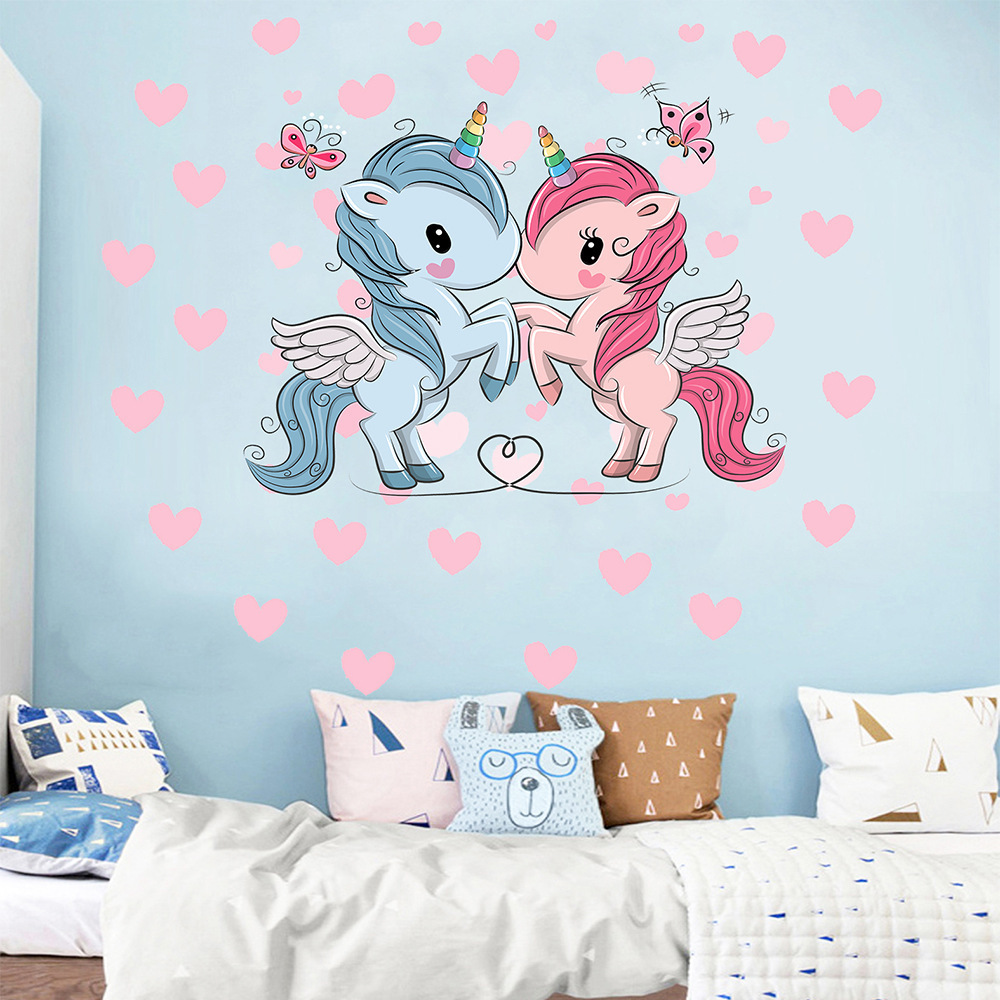 Unicorn Wall Sticker Mural Children's Bedroom Decor Background Wallpaper Arrangement Decal for Home Decor