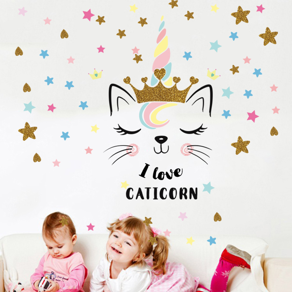 Unicorn Wall Sticker Mural Children's Bedroom Decor Background Wallpaper Arrangement Decal for Home Decor