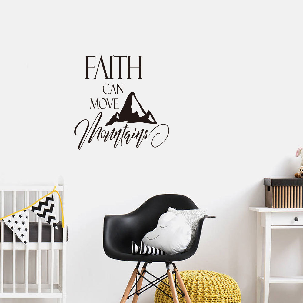 Faith Can Move Mountains Bible Verse Vinyl Wall Sticker Christian Wall Decor For Home Car Laptop Art Decals Bedroom Wall Decal