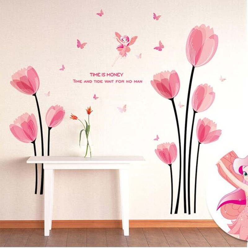 Peony Rose Flowers Printed PVC Wallpaper Stickers Art Nursery Decals for Kids Living Room Interior Decoration Wall Sticker