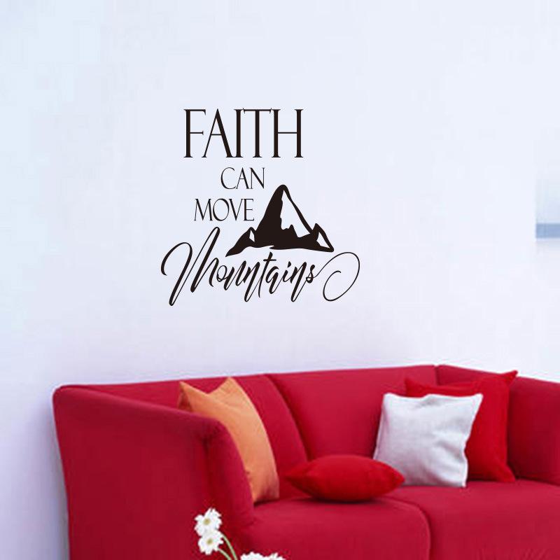 Faith Can Move Mountains Bible Verse Vinyl Wall Sticker Christian Wall Decor For Home Car Laptop Art Decals Bedroom Wall Decal