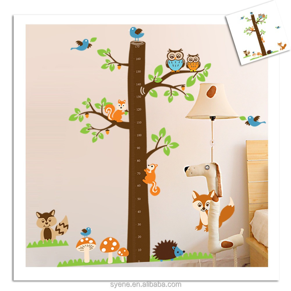 height measurement wall stickers XL 182*185cm lovely owl kids growth chart nursery wall decal owl tree nursery baby wall sticker