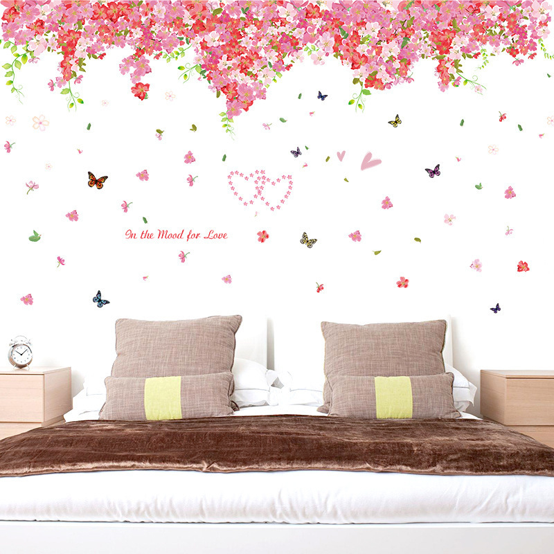 Flower Wall Stickers Vinyl Art Decal For Living Room Decor Floral Wall Mural Decorative Painting For TV Background Wallpaper