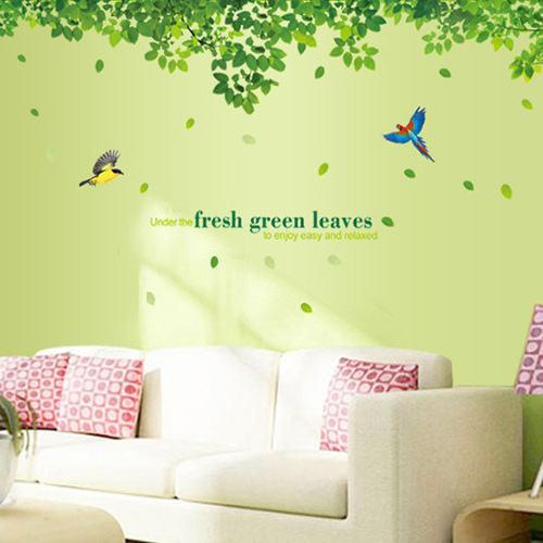 Giant Tree Green Leaves Large Branch Wall Decals Removable PVC Wall Stickers for Living Room Bedroom Bedside Decoration Murals