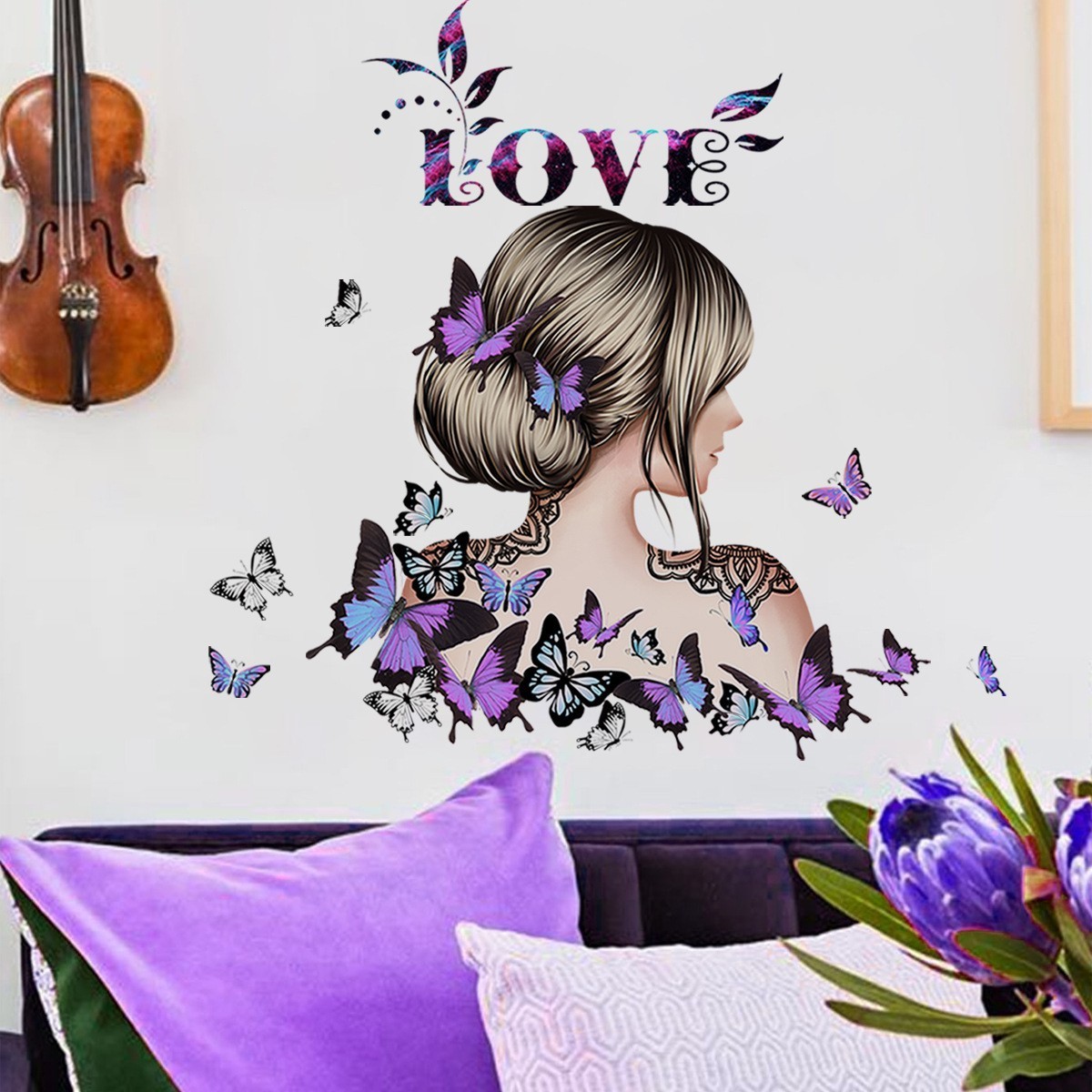 Hot Sale Sweet Girl Sticker Kid's Living Room Decorative Wallpaper Bedroom Wall Murals Self Adhesive TV Background Decals