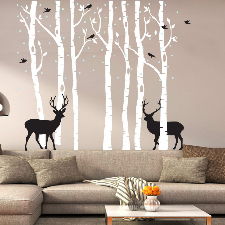 Cartoon Deer Wall Stickers DIY Animal Wall Decals for House Kids Rooms Baby Bedroom Nursery Decoration