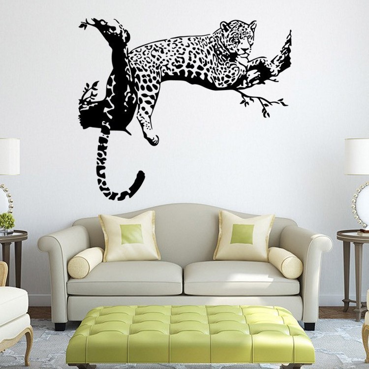 Large Cool Leopard Animal Wall Stickers Removable Wall Decals Art Decorations Decor for Bedroom Living Room Car Murals