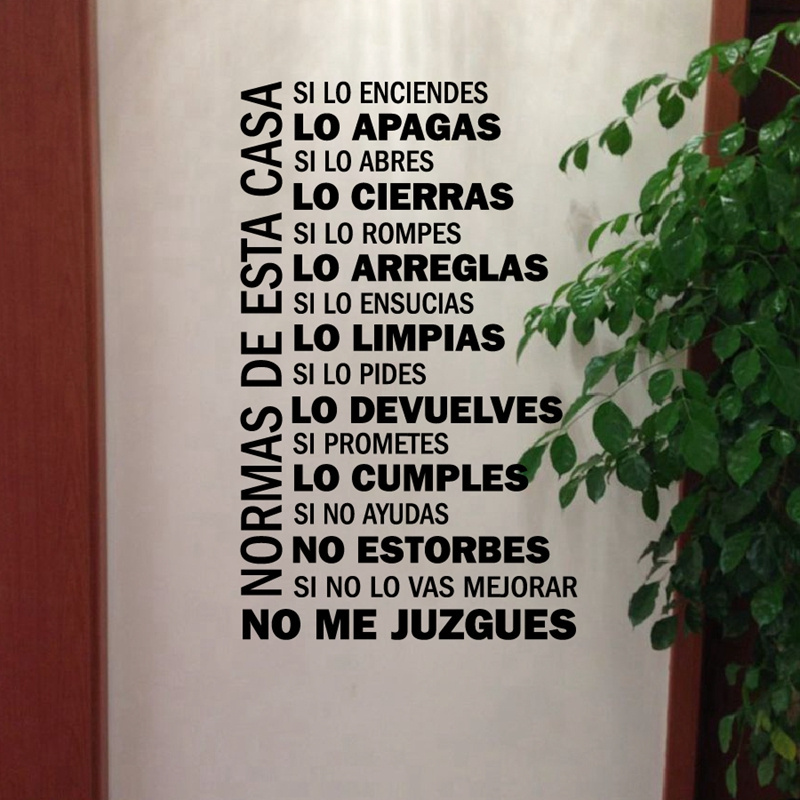 Spanish House Rules Vinyl Wall Decals Sticker Family Quote In Spanish Decoration Home Decor