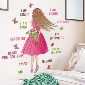 Wholesale Custom PVC Removable Wall Sticker Cartoon Inspirational Girls Room Wall Stickers Home Decoration