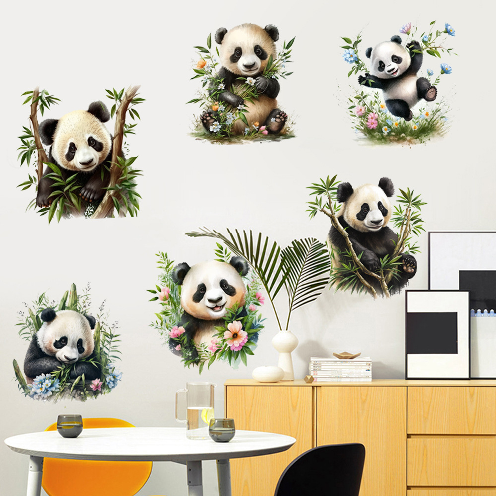 Panda self-adhesive wall sticker kindergarten art background decoration children's room graffiti decoration PVC