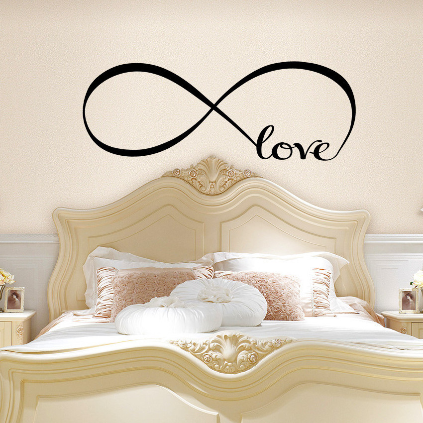 Love Infinity Wall Sticker Symbol Bedroom Headboard Quote Vinyl Decals Wall Decoration Living Room Removable Art Decor Murals