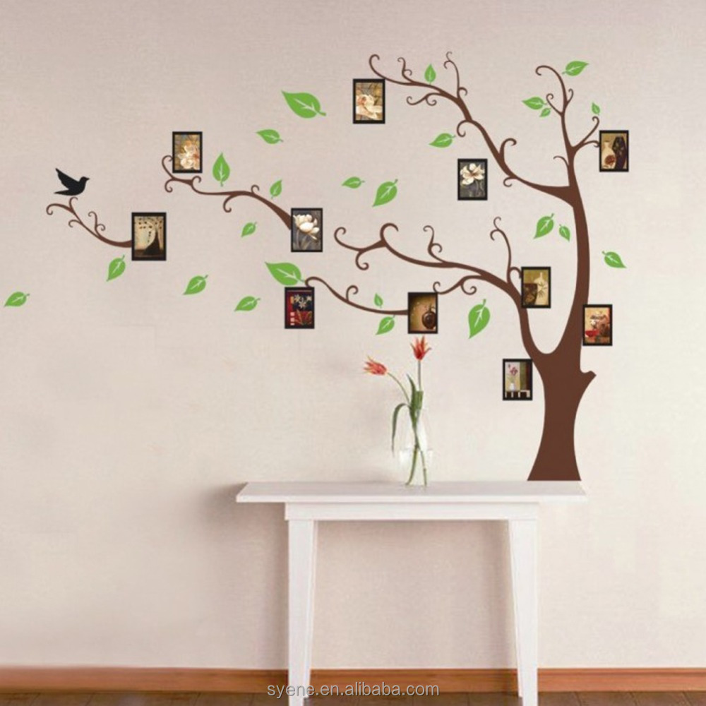 Syene Tree Art Wall Paper Fashion Removable Photo frame Family Tree 3D Vinyl Home Wall Sticker 3d Art Tree Wall Decals