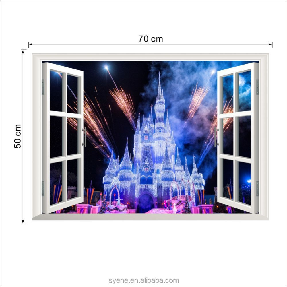 2024 New 3D creative castle window wall sticker kid girls nursery baby room home decor decorative wallpaper for kids room decal