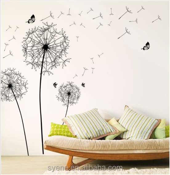 large decorative wall stickers kids room decoration 3d stickers removable flying dandelion wall stickers decal home decor mural