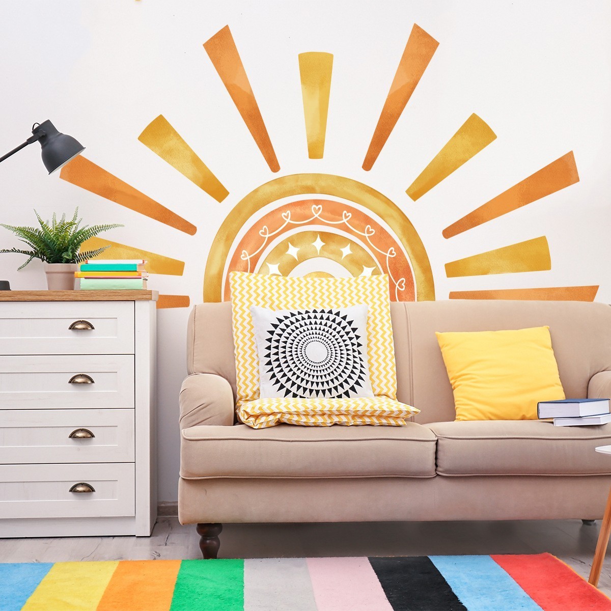 Sun Sticker Beautiful Decals Creative Kid's Bedroom Wallpaper Self Adhesive Living Room Decorative Murals