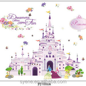 3d kids princess wall stickers nursery flower castle wall sticker decal for baby rooms home decor wallpaper