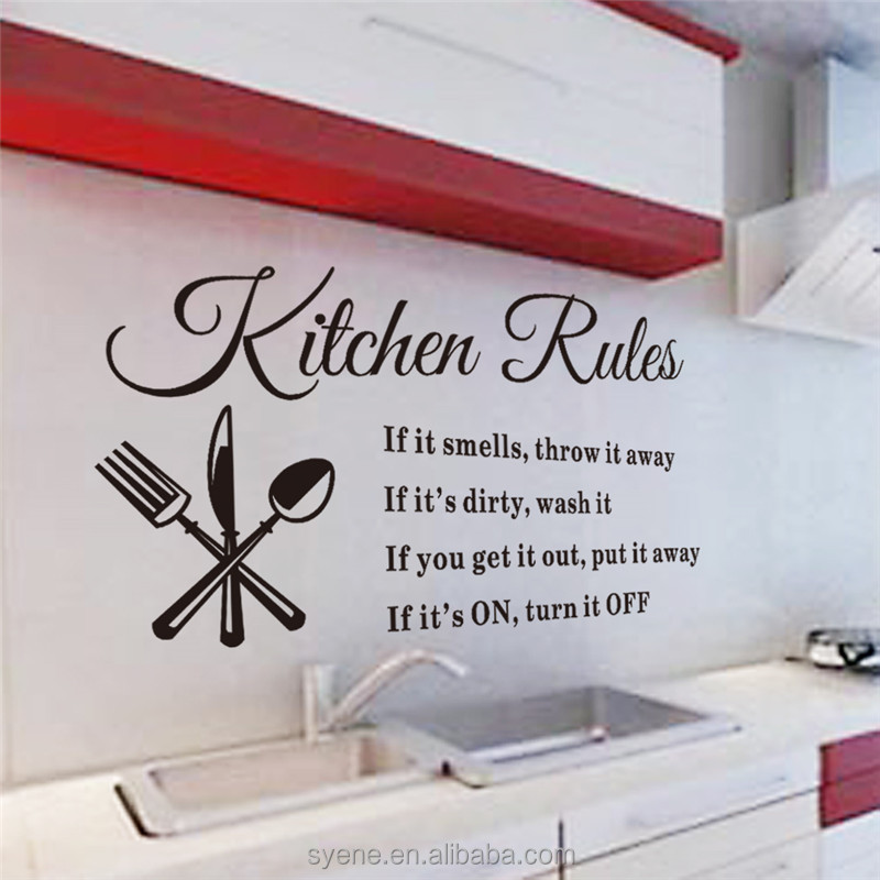 kitchen wall tile stickers 3d art quotes kitchen rules letters for kitchen room wall stickers decal Vinyl removable Wall Sticker