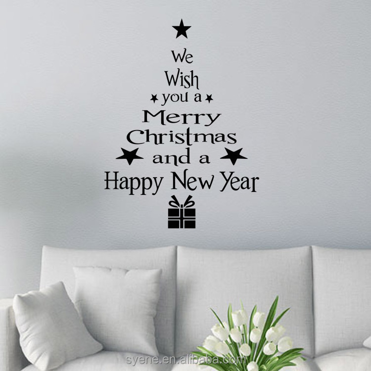 syene christmas tree wall sticker 3d removable vinyl large christmas wall decoration shop window glass wall stickers home deoor