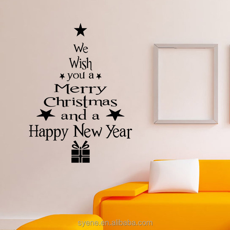 syene christmas tree wall sticker 3d removable vinyl large christmas wall decoration shop window glass wall stickers home deoor