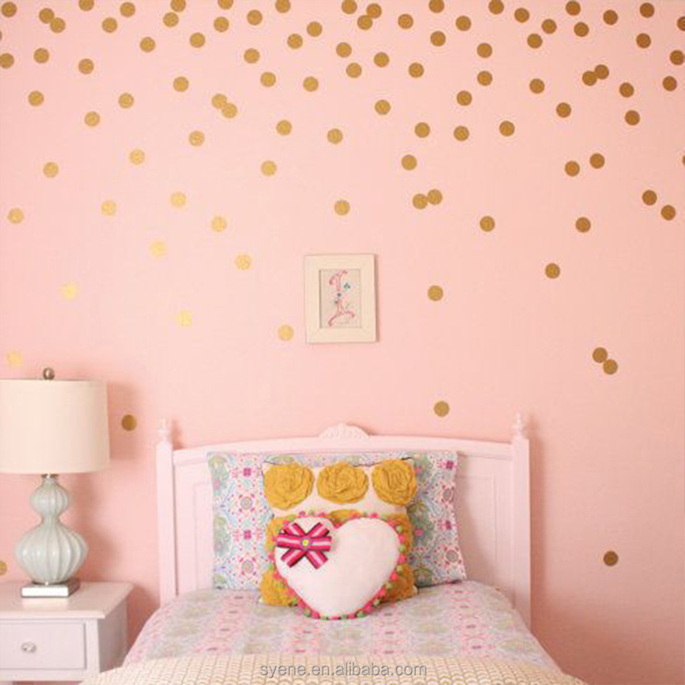 wholesale kids room diy decoration modern waterproof self-adhesive wallpaper gold polka dot design removable wall sticker decal