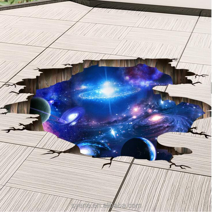 Syene Top quality removable 3d pvc material cartoon space star galaxy ceiling wall sticker in kids boy living room wallpaper