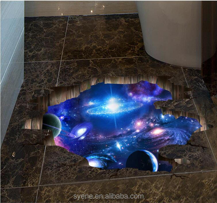 Syene Top quality removable 3d pvc material cartoon space star galaxy ceiling wall sticker in kids boy living room wallpaper