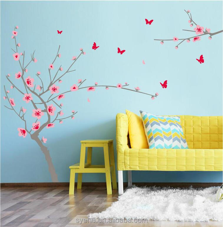 Syene removable living room bedroom TV background Japan cherry blossom beautiful flower wall sticker decal home decor wallpaper