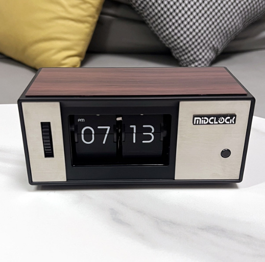 Giant Auto Flip LED Desk Alarm Clock round Decorative Mechanism with Automatic Calendar Made of Metal and Resin Desktop Clock