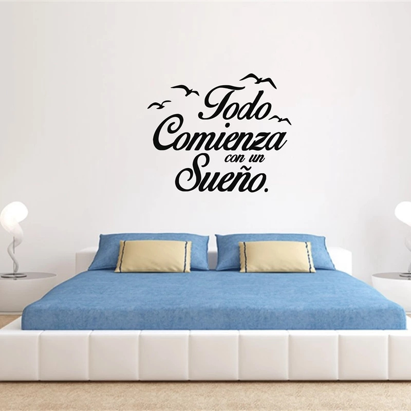 Spanish Wall Decal Vinyl Stickers Motivation Quote Wall Stickers Kids Bedroom Art Decoration