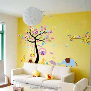 custom Removable Wallpaper Owls Tree Wall Stickers For Kids Rooms Decal