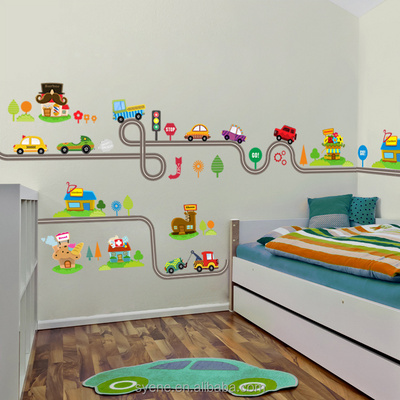 3d Car cartoon wall stickers boy's bedroom home mural art for kids rooms removable home wall decals nursery kids mural