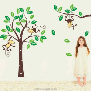 Monkey Climbing Tree Wall Decals Jungle Animal Kids Wall Stickers Baby Nursery Children Bedroom Playroom Wall Decor