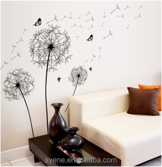 large decorative wall stickers kids room decoration 3d stickers removable flying dandelion wall stickers decal home decor mural