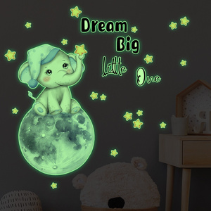 Sun Moon Stars meteors luminous wall stickers PVC shining glow kids stickers in night