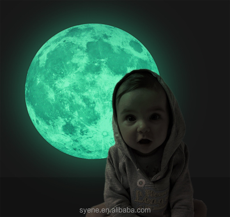 new kids baby room funny glow in the dark sticker moon luminous sticker decal wall paper children gifts bedroom home decor