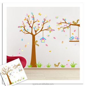 custom Removable Wallpaper XL Owls Tree Wall Stickers For Kids Rooms Decal Baby Nursery Room reusable tree wall sticker