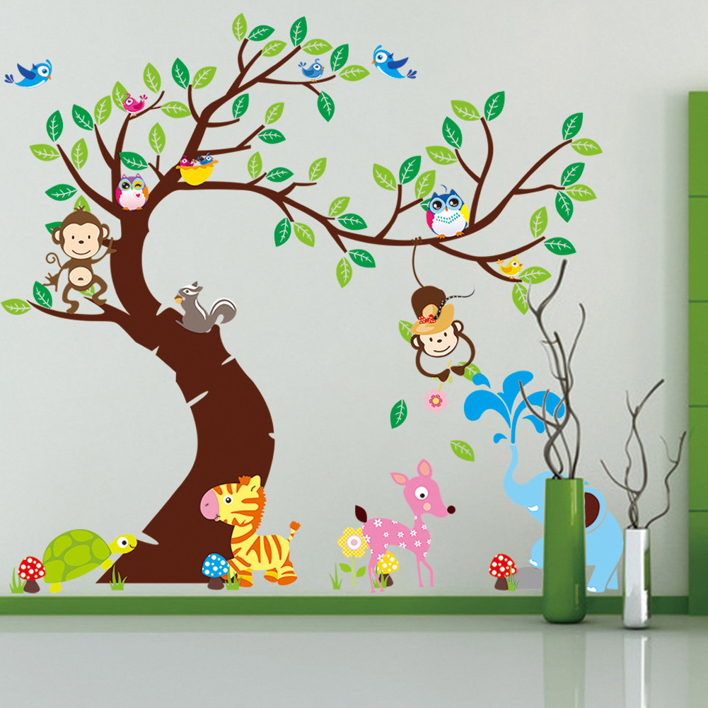 VC Wall Decals Large Family Photo Frame Tree Bird Quotes Wall Sticker Art Decals Home Decor Black 3D DIY Mural Art Home Decor