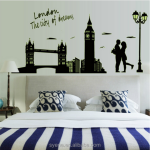 3d wall paper home decor London city of the dreams night glow wall sticker decal glow in the dark sticker wallpaper home decor