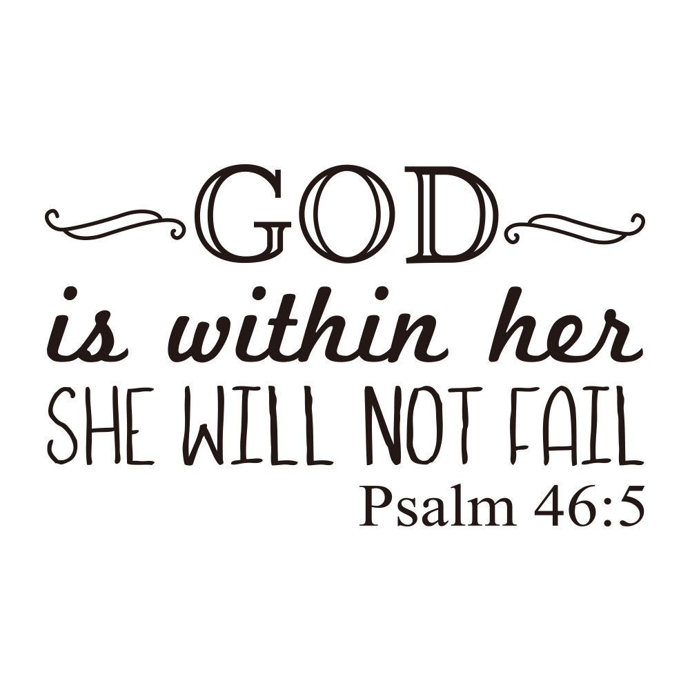 Psalm Bible Wall Decal God is Within Her She Will Not Fall - 46:5 Babys Room Vinyl Wall Decal Removable Home Decor Mural