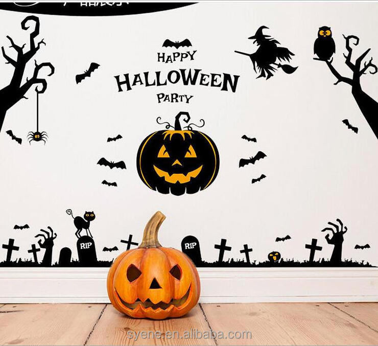 Syene Halloween Door Wall Coverings Decorating Home Decor festival sticker wall decoration