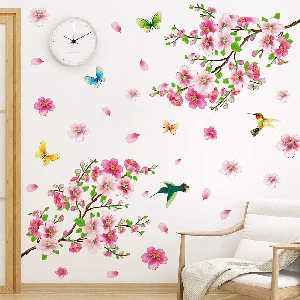 Syene removable living room bedroom TV background Japan cherry blossom beautiful flower wall sticker decal home decor wallpaper