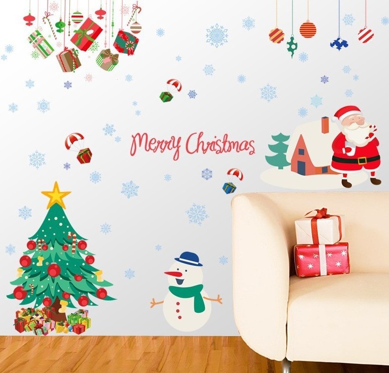 Christmas Wall Clings Holiday Wall Decals Merry Christmas Winter Wall Decor Stickers Decals Window Door Mural