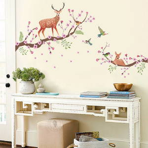 large size cute snails deer tree wall stickers for kids room bedroom living room kindergarten background decals art mural