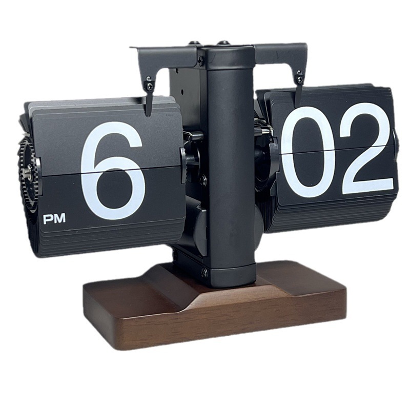 Retro Table Clock Auto Flip Desk Clock 12 Hours AM/PM Format Display Timepiece Flip Page Turning Clocks